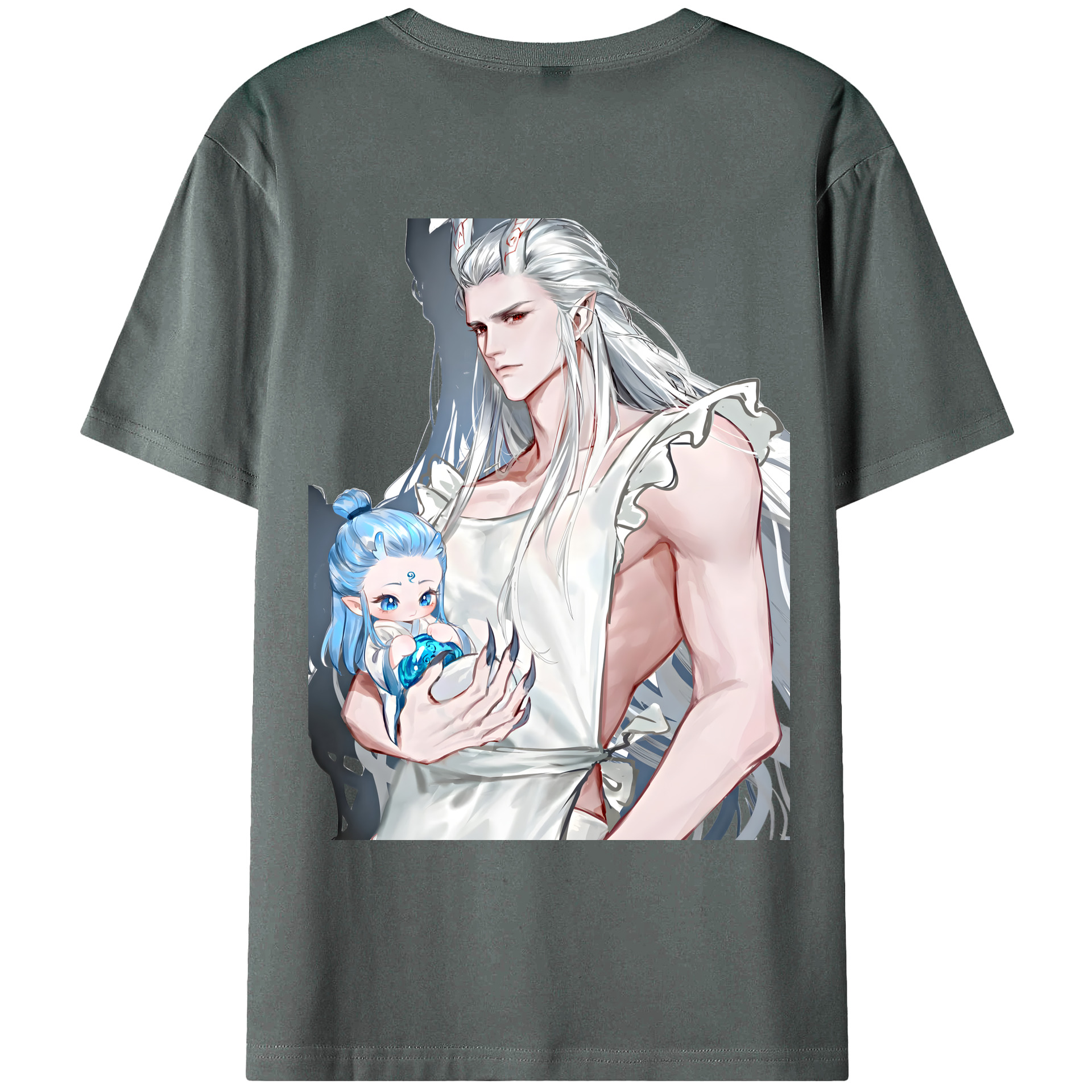 （画像用） Ne Zha 2 ナタ 魔童の大暴れ 綿100％ メンズ半袖Tシャツ（バックプリント） 通気性